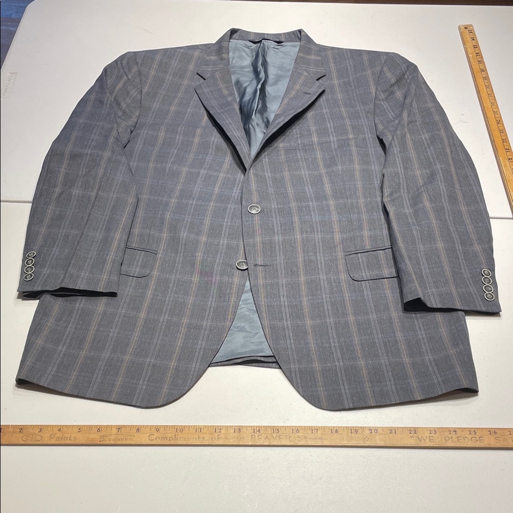 Coppley size 56/46R (XL) Grey with Tan land blue overcheck Sports Jacket